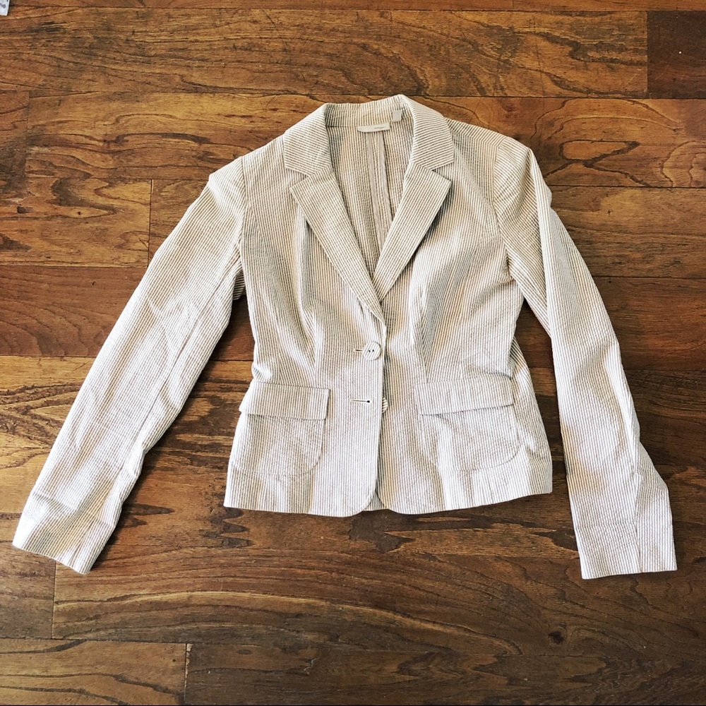 Halogen Women’s Tan/White Seersucker Jacket